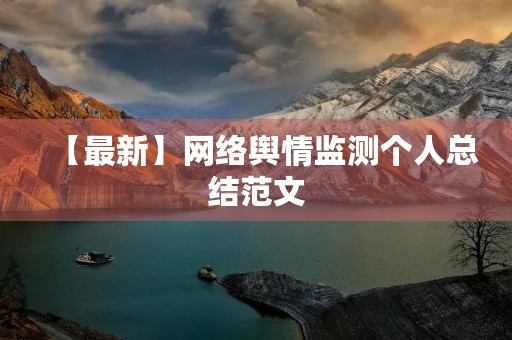 【最新】网络舆情监测个人总结范文