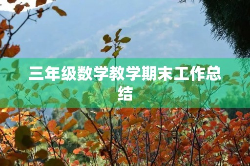 三年级数学教学期末工作总结 三年级数学教学期末工作总结
