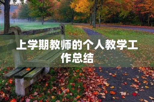 上学期教师的个人教学工作总结