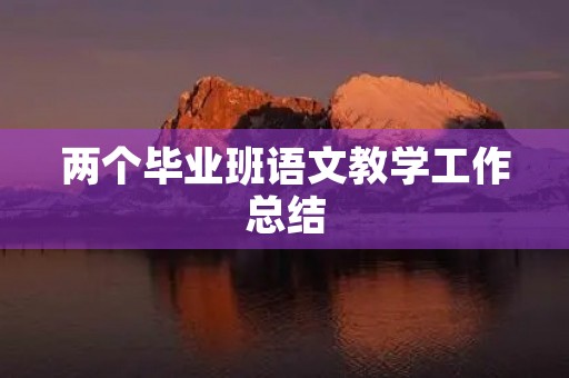 两个毕业班语文教学工作总结 两个毕业班语文教学工作总结