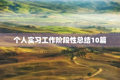 个人实习工作阶段性总结10篇