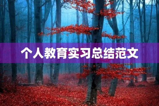 个人教育实习总结范文