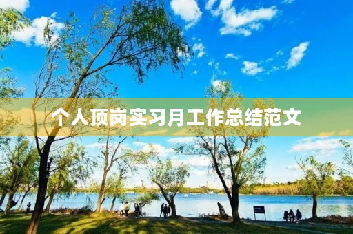 个人顶岗实习月工作总结范文 个人顶岗实习月工作总结范文