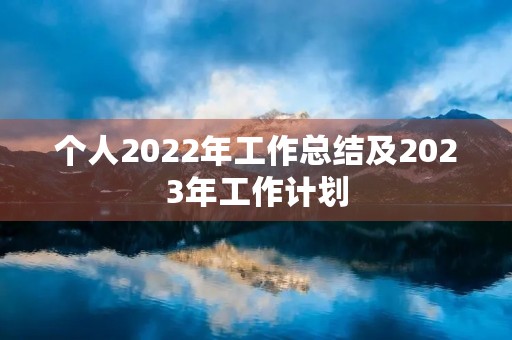 个人2022年工作总结及2023年工作计划