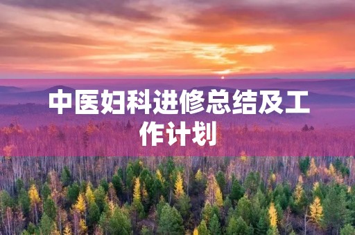 中医妇科进修总结及工作计划