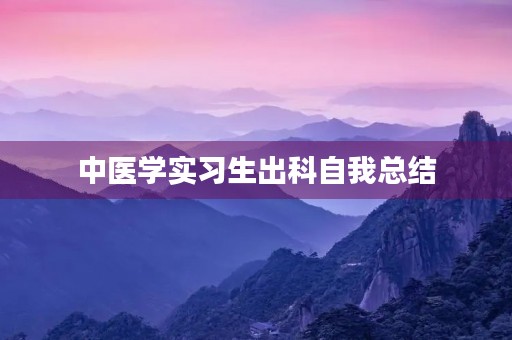 中医学实习生出科自我总结