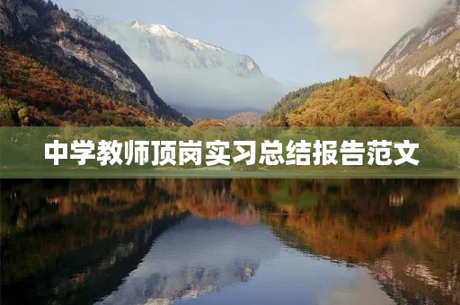 中学教师顶岗实习总结报告范文 中学教师顶岗实习总结报告范文