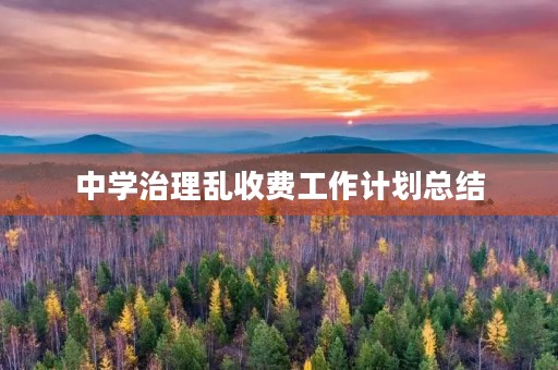 中学治理乱收费工作计划总结