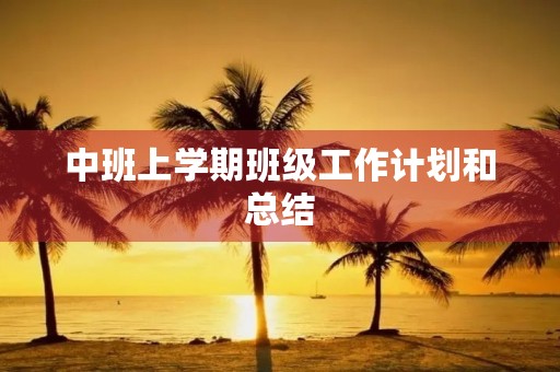中班上学期班级工作计划和总结