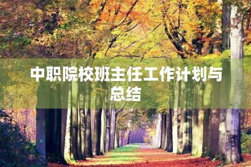 中职院校班主任工作计划与总结