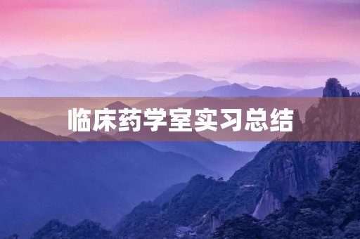 临床药学室实习总结