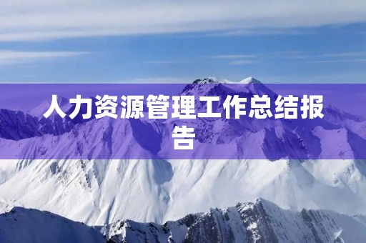 人力资源管理工作总结报告