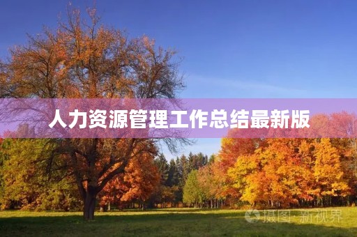 人力资源管理工作总结最新版