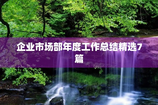 企业市场部年度工作总结精选7篇