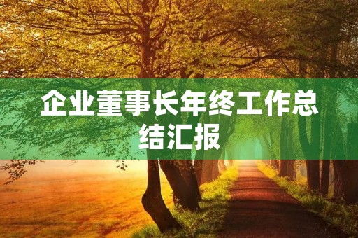 企业董事长年终工作总结汇报