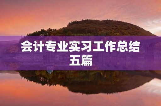 会计专业实习工作总结五篇 会计专业实习工作总结五篇