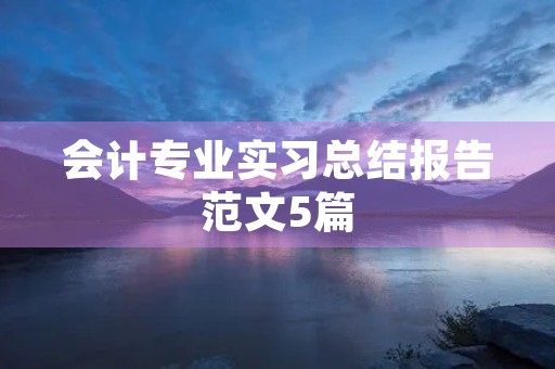 会计专业实习总结报告范文5篇