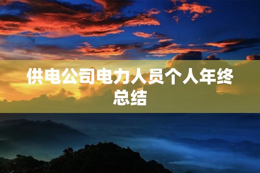 供电公司电力人员个人年终总结