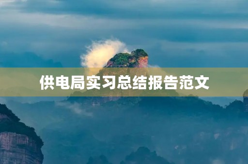 供电局实习总结报告范文