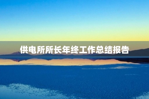供电所所长年终工作总结报告