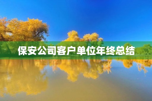 保安公司客户单位年终总结