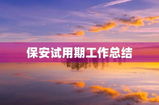 保安试用期工作总结