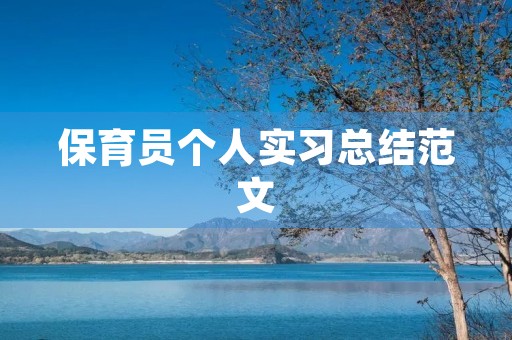 保育员个人实习总结范文（精选10篇）