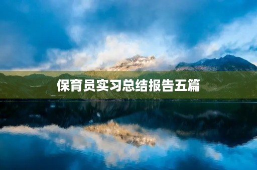 保育员实习总结报告五篇 保育员实习总结报告五篇