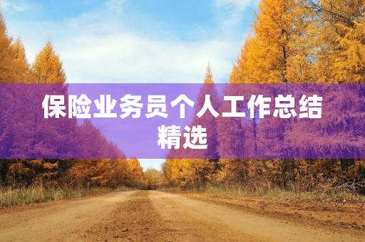 保险业务员个人工作总结精选