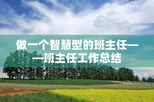 做一个智慧型的班主任——班主任工作总结