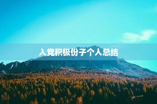 入党积极份子个人总结 入党积极份子个人总结