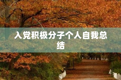 入党积极分子个人自我总结 入党积极分子个人自我总结