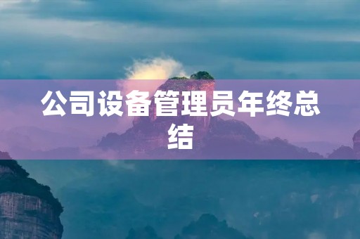 公司设备管理员年终总结