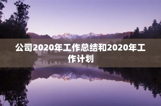 公司2020年工作总结和2020年工作计划