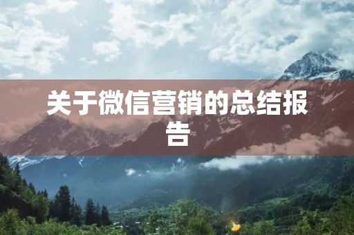 关于微信营销的总结报告