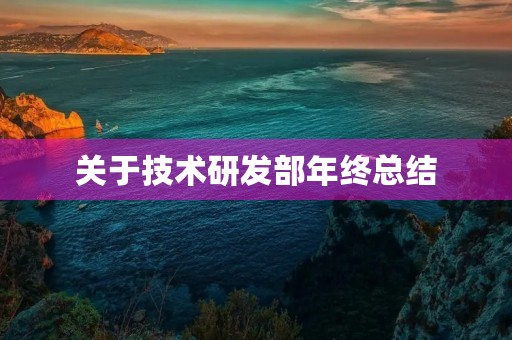 关于技术研发部年终总结 关于技术研发部年终总结
