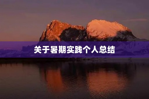 关于暑期实践个人总结 关于暑期实践个人总结
