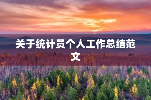 关于统计员个人工作总结范文 关于统计员个人工作总结范文