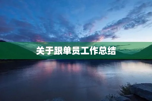 关于跟单员工作总结