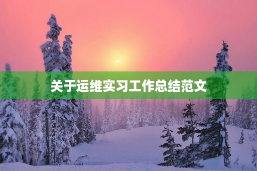 关于运维实习工作总结范文 关于运维实习工作总结范文