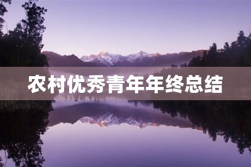 农村优秀青年年终总结