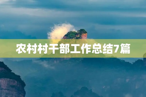 农村村干部工作总结7篇