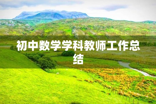 初中数学学科教师工作总结