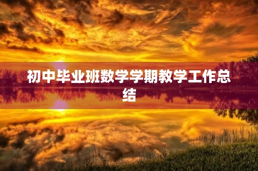 初中毕业班数学学期教学工作总结