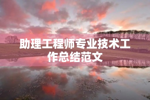 助理工程师专业技术工作总结范文