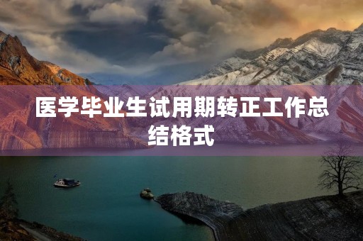 医学毕业生试用期转正工作总结格式