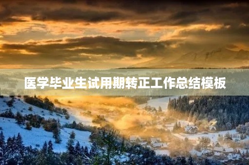 医学毕业生试用期转正工作总结模板