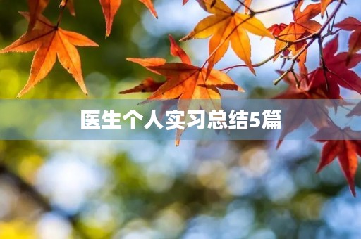 医生个人实习总结5篇