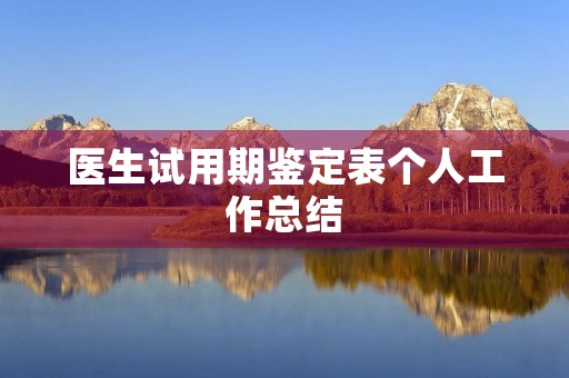 医生试用期鉴定表个人工作总结