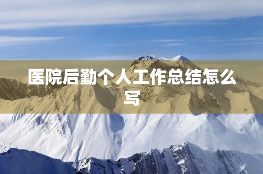 医院后勤个人工作总结怎么写